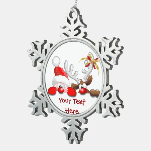 Funny Santa and Reindeer Cartoon Ornament (Rechts)