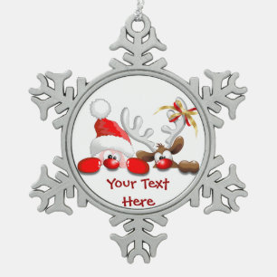 Funny Santa and Reindeer Cartoon Ornament