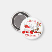 Funny Santa and Reindeer Cartoon Ornament Magneet (Voorkant / Achterkant)