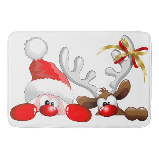Funny Santa and Reindeer Cartoon Ornament Magnet B Badmat (Voorkant)