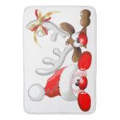 Funny Santa and Reindeer Cartoon Ornament Magnet B Badmat (Voorkant Verticaal)