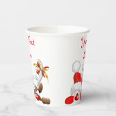 Funny Santa and Reindeer Cartoon Papieren Bekers (Links)