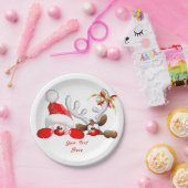 Funny Santa and Reindeer Cartoon Papieren Bordje (Feest)