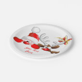 Funny Santa and Reindeer Cartoon Papieren Bordje (Gekanteld)