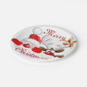 Funny Santa and Reindeer Cartoon Papieren Bordje (Gekanteld)