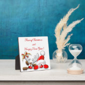 Funny Santa and Reindeer Cartoon Plaque Fotoplaat (Insitu)