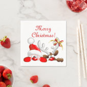 Funny Santa and Reindeer Cartoon Servet (Insitu)