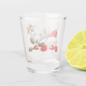 Funny Santa and Reindeer Cartoon Shot Glas (Achterkant)