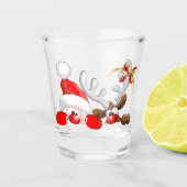 Funny Santa and Reindeer Cartoon Shot Glas (Voorkant)