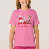 Funny Santa and Reindeer Cartoon T-Shirt (Voorkant)