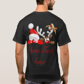 Funny Santa and Reindeer Cartoon T-shirt (Achterkant)