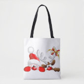 Funny Santa and Reindeer Cartoon Tote Bag (Voorkant)