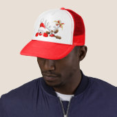 Funny Santa and Reindeer Cartoon Trucker Pet (In situ)