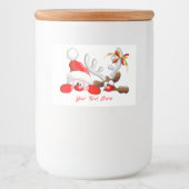 Funny Santa and Reindeer Cartoon Voedselcontainer Etiket (Voorkant)