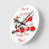 Funny Santa and Reindeer Cartoon Wall Clock Ronde Klok (Hoek)