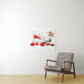 Funny Santa and Reindeer Cartoon Wandkleed (In Situ (horizontaal))