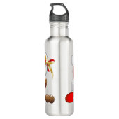 Funny Santa and Reindeer Cartoon Waterfles (Achterkant)