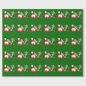 Funny Santa and Reindeer Cartoon Wrapping paper Cadeaupapier (Vlak)
