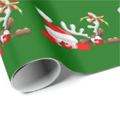Funny Santa and Reindeer Cartoon Wrapping paper Cadeaupapier (Rol Hoek)