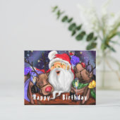 Funny Santa and Reindeers Birthday Party - Cheers Briefkaart (Staand voorkant)