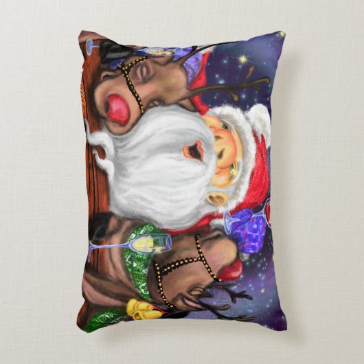 Funny Santa and Reindeers Kerstfeest - Cheers Accent Kussen (Voorkant(Verticaal))