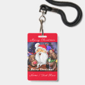 Funny Santa and Reindeers Kerstfeest - Cheers Badge (Voorzijde met lanyard)