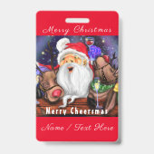 Funny Santa and Reindeers Kerstfeest - Cheers Badge (Achterkant)