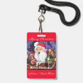 Funny Santa and Reindeers Kerstfeest - Cheers Badge (Achterkant met lanyard)