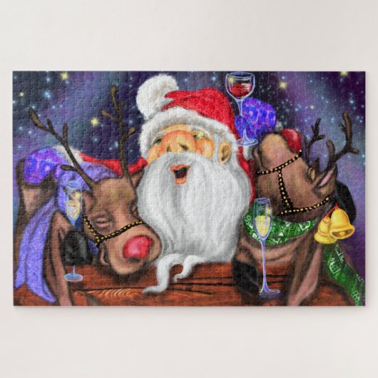Funny Santa and Reindeers Kerstfeest - Cheers Legpuzzel (Horizontaal)