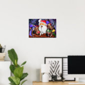 Funny Santa and Reindeers Kerstfeest - Cheers Poster (Thuiskantoor)