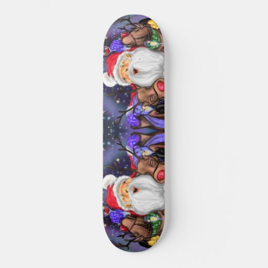 Funny Santa and Reindeers Kerstfeest - Fun Persoonlijk Skateboard (Voorkant)