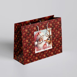 Funny Santa and Rudolph Cartoon Kids Christmas  Groot Cadeauzakje