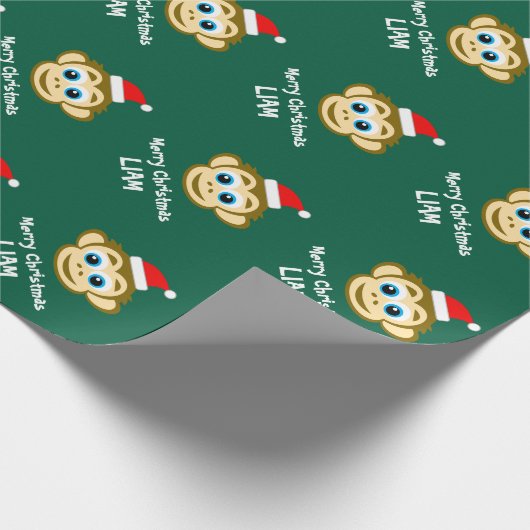 Funny Santa ape Christmas wrapping paper for kids Cadeaupapier (Hoek)