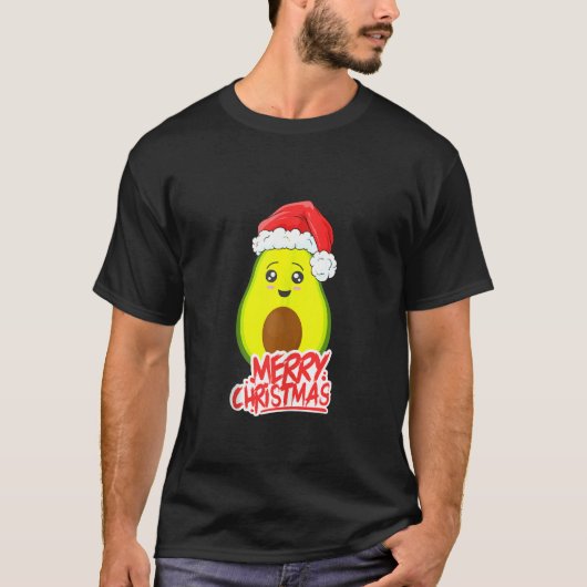 Funny Santa Avocado Merry Kerstmis Vegan Vacation T-shirt (Voorkant)