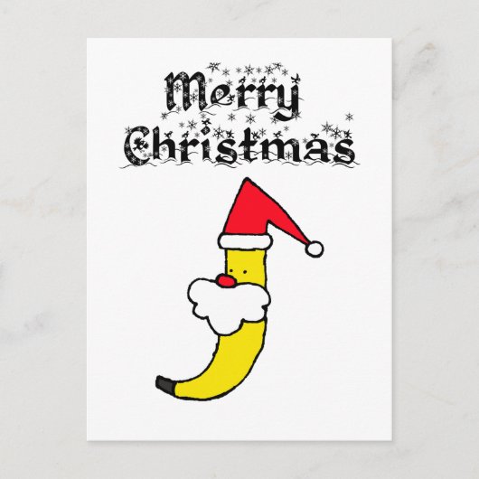 Funny Santa Banana Merry Kerstmis Briefkaart (Voorkant)