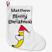 Funny Santa Banana Merry Kerstmis Grote Kerstsok (Voorkant)