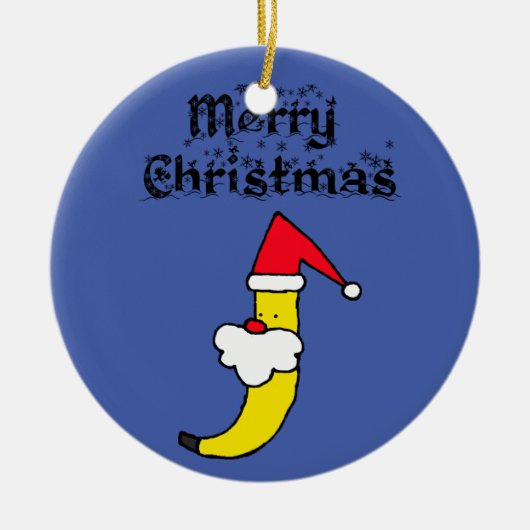 Funny Santa Banana Merry Kerstmis Keramisch Ornament (Voorkant)