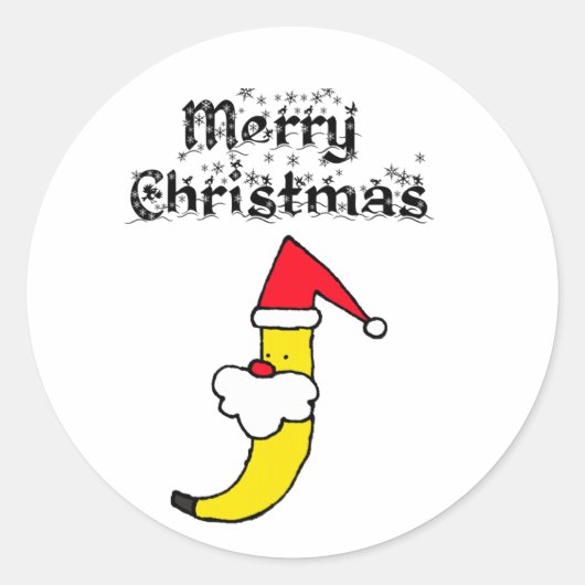Funny Santa Banana Merry Kerstmis Ronde Sticker (Voorkant)