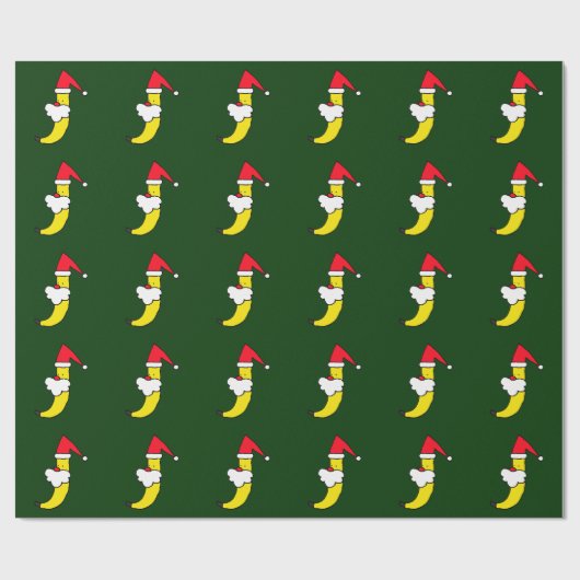 Funny Santa Banana Wrapping Paper Cadeaupapier (Vlak)