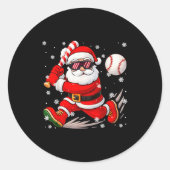 Funny Santa Baseball Christmas Pajamas Xmas Men Bo Ronde Sticker (Voorkant)