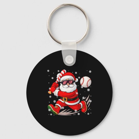 Funny Santa Baseball Christmas Pajamas Xmas Men Bo Sleutelhanger (Voorkant)