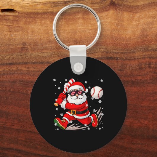 Funny Santa Baseball Christmas Pajamas Xmas Men Bo Sleutelhanger (Voorkant)
