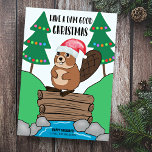 Funny Santa Beaver Dam Good Kerstmis Feestdagenkaart<br><div class="desc">Deel wat vakantie-humor met deze kerstkaart met een schattige bever in een kersthoed die op zijn dam staat in een beek met kerstbomen. De groet zegt: "Heb een dam goed Kerstmis". Oorspronkelijk kunstwerk van KL Stock.</div>