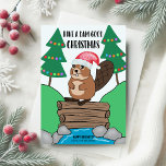 Funny Santa Beaver Dam Good Kerstmis Feestdagenkaart<br><div class="desc">Deel wat vakantie-humor met deze kerstkaart met een schattige bever in een kersthoed die op zijn dam staat in een beek met kerstbomen. De groet zegt: "Heb een dam goed Kerstmis". Oorspronkelijk kunstwerk van KL Stock.</div>