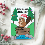 Funny Santa Beaver Dam Good Kerstmis Feestdagenkaart<br><div class="desc">Deel wat vakantie-humor met deze kerstkaart met een schattige bever in een kersthoed die op zijn dam staat in een beek met kerstbomen. De groet zegt: "Heb een dam goed Kerstmis". Oorspronkelijk kunstwerk van KL Stock.</div>