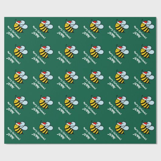 Funny Santa bee Christmas wrapping paper for kids Cadeaupapier (Vlak)
