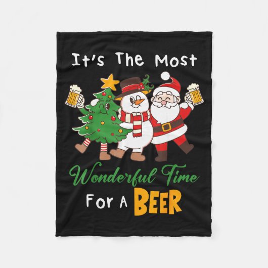 Funny Santa Beer Christmas Drinking Most Wonderful Fleece Deken (Voorkant)