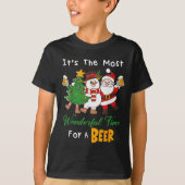 Funny Santa Beer Christmas Drinking Most Wonderful T-shirt (Voorkant)