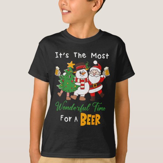 Funny Santa Beer Christmas Drinking Most Wonderful T-shirt (Voorkant)