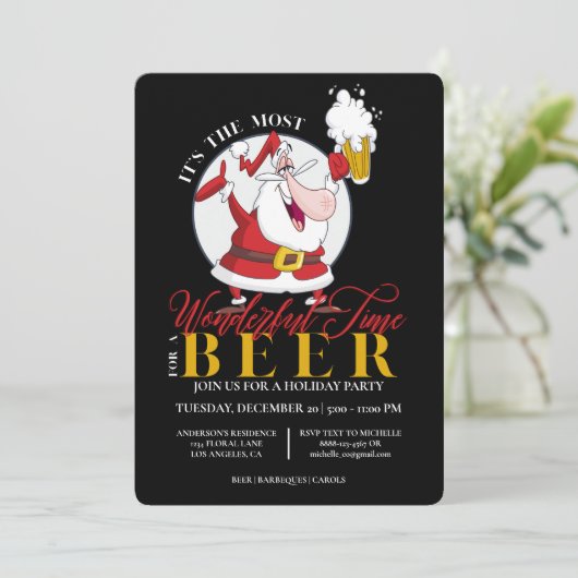 Funny Santa Beer-kerstfeestdag Kaart (Staand voorkant)